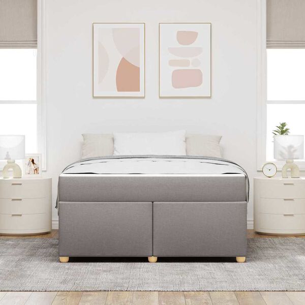 vidaXL Bettrahmen mit Matratze Taupe 140 x 200 cm Stoff