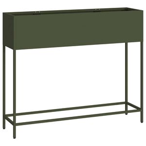 vidaXL Hochbeet Gartenpflanzer Olivgr&uuml;n 100 x 26 x 82 cm Stahl