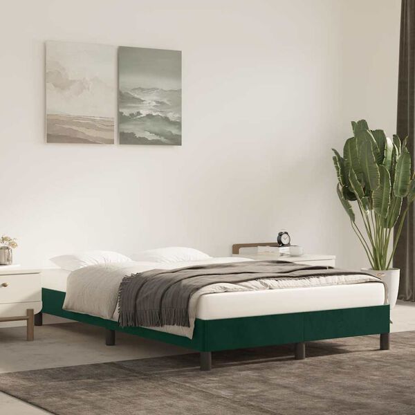 vidaXL Bettgestell ohne Matratze Dunkelgr&uuml;n 120x190 cm Samt