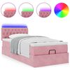 vidaXL Ottomane Bett mit Matratze & LEDs Rosa 80x200 cm Samt