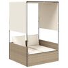 vidaXL Doppel-Sonnenliege mit Dach und Vorh&auml;ngen Beige Poly Rattan