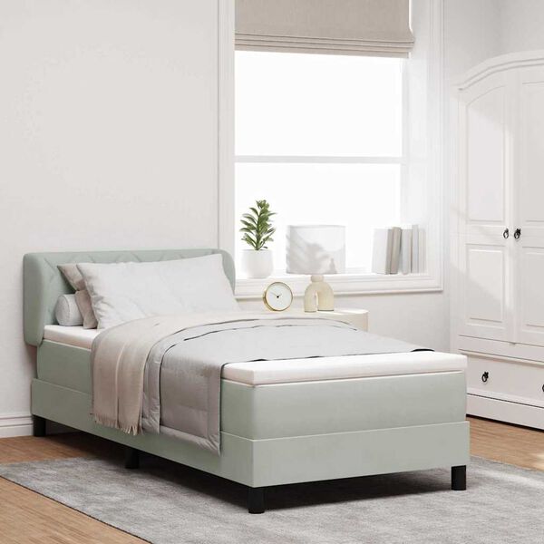 vidaXL Boxspringbett mit Matratze Hellgrau 90 x 190 cm Samt