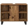 vidaXL Badezimmerm&ouml;bel-Set mit Regal mit T&uuml;r 3 pcs Braun Holzwerkstoff