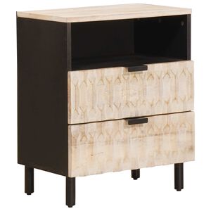vidaXL Nachttisch Wei&szlig; 50 x 33 x 62 cm Massivholz Mango