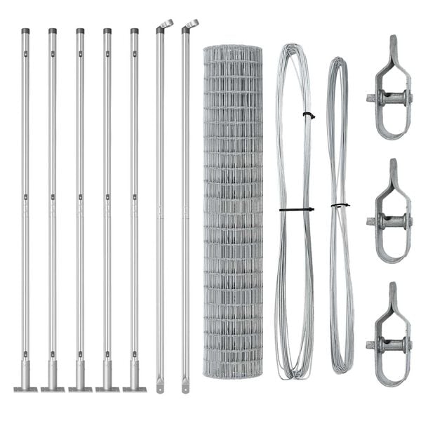 vidaXL Zaun mit Pfosten Silber 1,5 x 10 m Stahl