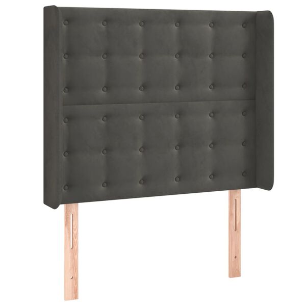vidaXL Kopfteil mit Ohren Dunkelgrau 103x16x118/128 cm Samt