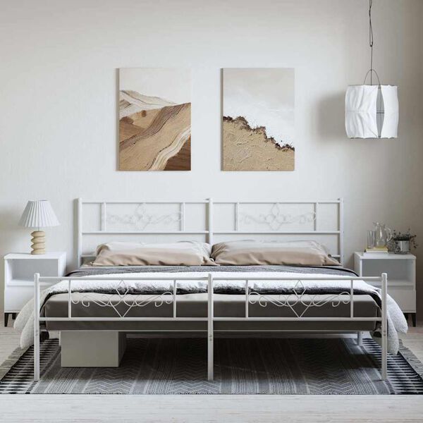 vidaXL Bettgestell mit Kopf- und Fu&szlig;teil Metall Wei&szlig; 193x203 cm