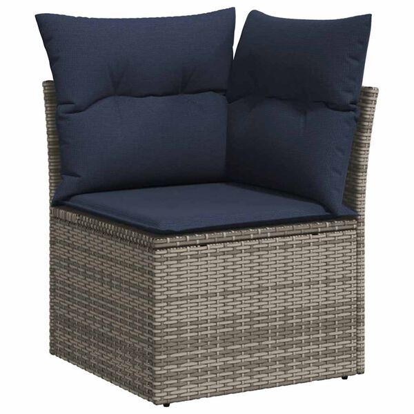 vidaXL 4-tlg. Garten-Sofagarnitur mit Kissen Grau Poly Rattan