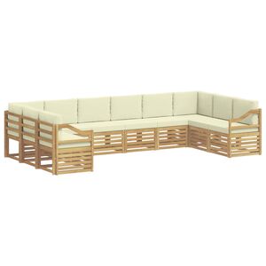vidaXL Outdoor-Sofagarnitur 10 Stk. Wei&szlig; und Creme Polyester