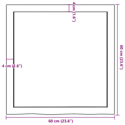 vidaXL Waschtischplatte Dunkelbraun 60x60x(2-4)cm Massivholz Behandelt