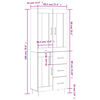 vidaXL Highboard Grau Sonoma 69,5x34x180 cm Holzwerkstoff
