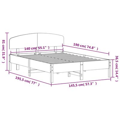 vidaXL Massivholzbett ohne Matratze Weiß 140x190 cm Kiefernholz