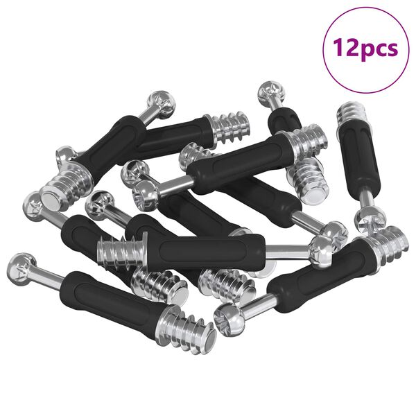vidaXL Schwenkverschluss-Schraube 12 pcs Silber und Schwarz M6 x 40 mm