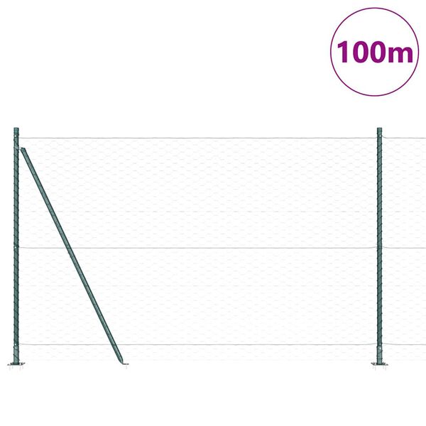 vidaXL Zaunpfosten Gr&uuml;n 100 x 1,5 m (50 mm Maschenweite) Stahl und PVC