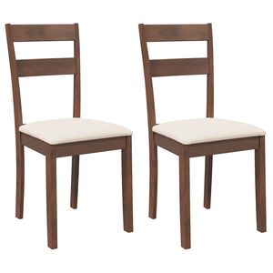 vidaXL Esszimmerst&uuml;hle mit Kissen 2 Stk. Braun Massivholz Gummibaum