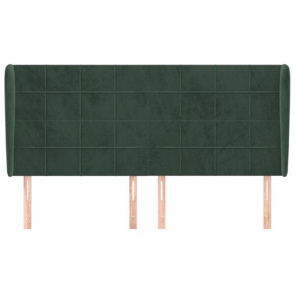 vidaXL Kopfteil mit Ohren Dunkelgr&uuml;n 203x23x118/128 cm Samt