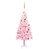 vidaXL K&uuml;nstlicher Weihnachtsbaum mit Beleuchtung & Kugeln Rosa 210cm