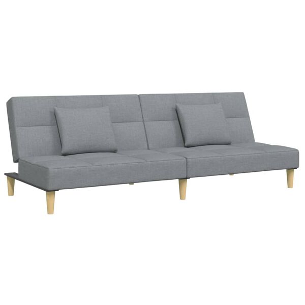 vidaXL Schlafsofa 2-Sitzer mit Fu&szlig;hocker Hellgrau Stoff