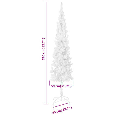 vidaXL Schlanker Weihnachtsbaum Weiß 210 cm