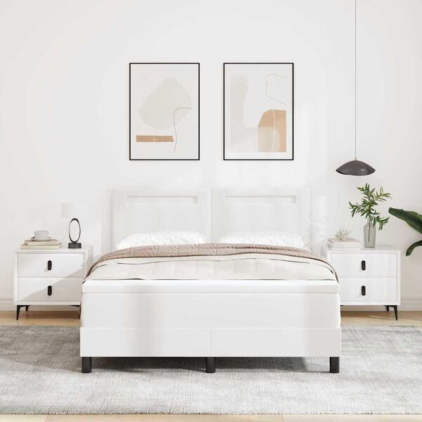 vidaXL Boxspringbett mit Matratze Wei&szlig; 140 x 200 cm Kunstleder