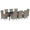 vidaXL Garten Essgruppe 9 pcs Grau Pulverbeschichteter Stahl