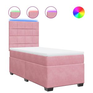 vidaXL Boxspringbett mit Matratze Rosa 100x200 cm Samt
