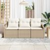 vidaXL Gartensofa-set mit Kissen 3 pcs Beige und Wei&szlig; Poly-Rattan
