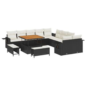 vidaXL Gartensofa-set 13 pcs Schwarz Poly-Rattan