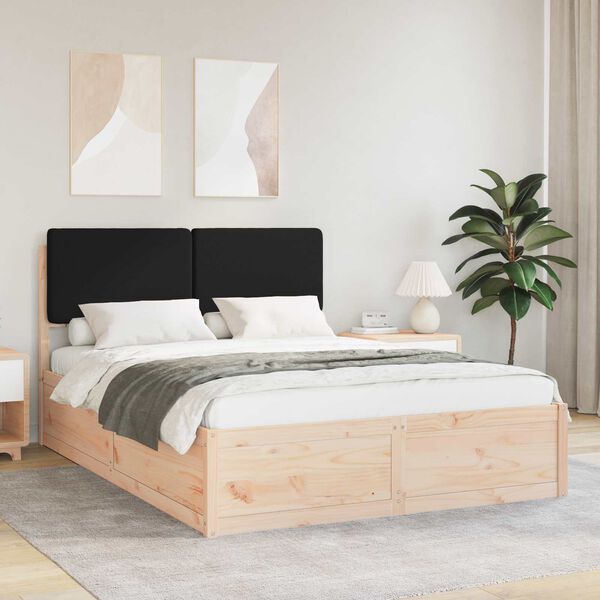 vidaXL Bettgestell mit gepolstertem Kopfteil Schwarz 160 x 200 cm