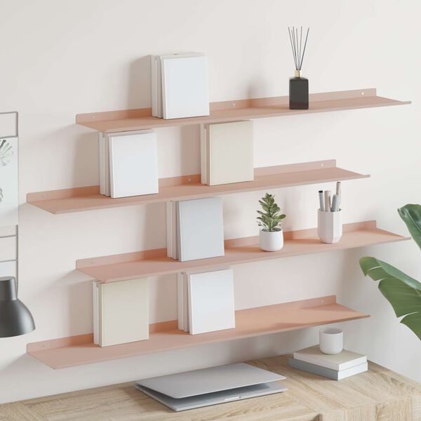 vidaXL Schwebendes Regal 4 pcs Rosa 100 x 18 x 2,5 cm Stahl