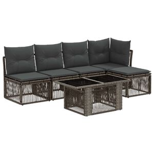 vidaXL Gartensofa-set 6 stk. Grau Poly-Rattan