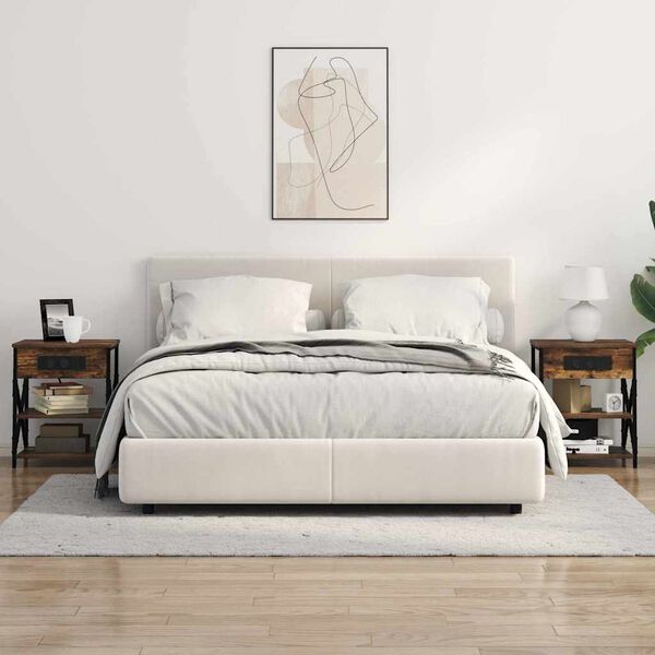vidaXL Nachttisch mit Regal 2 pcs Ger&auml;ucherte Eiche 41 x 31 x 51 cm