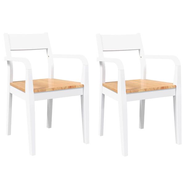 vidaXL Esszimmerst&uuml;hle 2 Stk. Wei&szlig; Massivholz Gummibaum