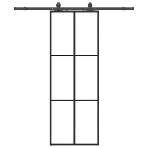 vidaXL Schiebet&uuml;r mit Beschlag Schwarz 76x205 cm ESG-Glas