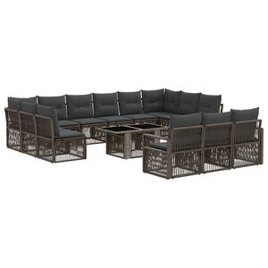 vidaXL Gartensofa-set 14 stk. Grau und Dunkelgrau Poly-Rattan