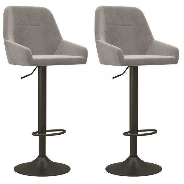 vidaXL Barhocker 2 Stk. Hellgrau Samt