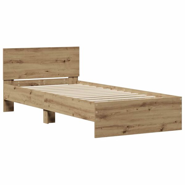 vidaXL Bettrahmen mit Kopfteil Artisan-Eiche 75 x 190 cm Holzwerkstoff