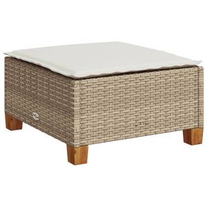 vidaXL Gartenhocker mit Kissen Beige 63,5x56x32 cm Poly Rattan
