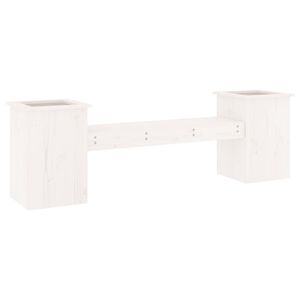 vidaXL Gartenbank mit Pflanzk&uuml;beln Wei&szlig; 184,5x39,5x56,5 cm Kiefernholz