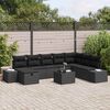 vidaXL Garten-Sofa-Set mit Kissen 9 pcs Schwarz Poly Rattan