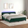 vidaXL Boxspringbett mit Matratze & LED Dunkelgr&uuml;n 180x200 cm Samt