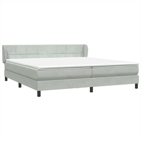 vidaXL Boxspringbett mit Matratzen Hellgrau 200x220 cm Samt
