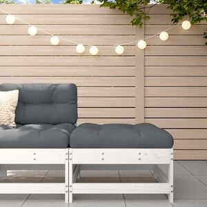 vidaXL Gartenhocker mit Kissen Wei&szlig; Massivholz Kiefer