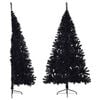 vidaXL K&uuml;nstlicher Halb-Weihnachtsbaum mit St&auml;nder Schwarz 240 cm PVC