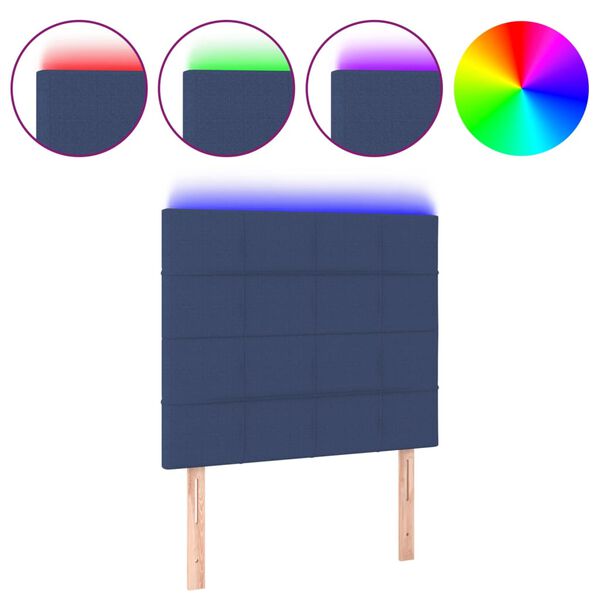 vidaXL LED Kopfteil Blau 90x5x118/128 cm Stoff
