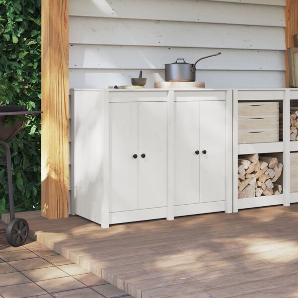 vidaXL K&uuml;chent&uuml;r MEPPEL 2 pcs Wei&szlig; 50 x 9 x 82 cm Massivholz Kiefer