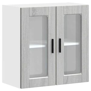 vidaXL K&uuml;chen-H&auml;ngeschrank mit Glast&uuml;r Porto Grau Sonoma