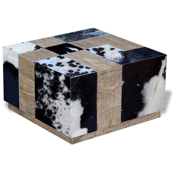 vidaXL Couchtisch Echtes Rindsleder 60x60x36 cm