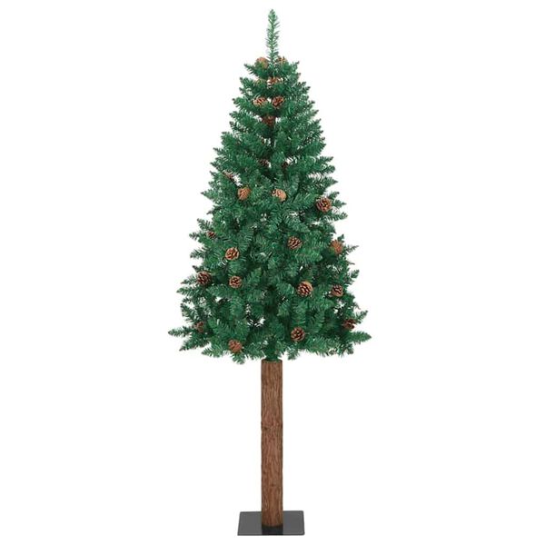 vidaXL Schlanker Weihnachtsbaum mit 300 LEDs mit St&auml;nder Gr&uuml;n 210 cm