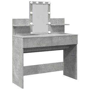 vidaXL Schminktisch mit LED-Beleuchtung Betongrau 100x40x130 cm